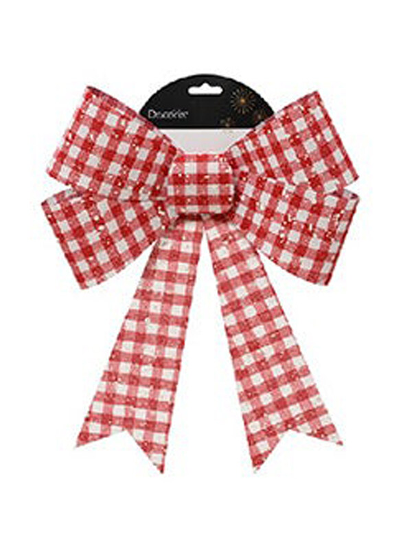 

Kaemingk Decoris Bow Polyester Checks with Snow, Red/White