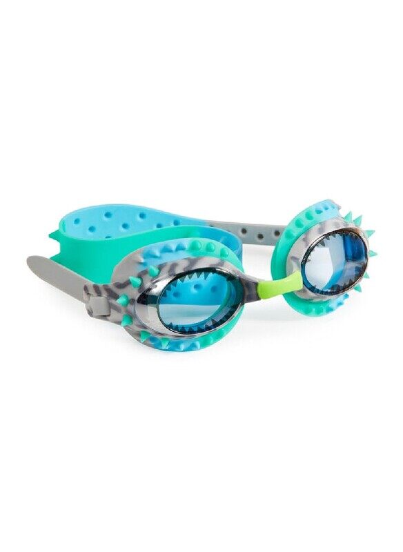 Bling2o Prehistoric Times Raptor Blue Grey Swim Goggles for Kids Age +3, 100% silicone I latex-free I With uv protection I Anti-fog I with adjustable nose piece I comes with hard protective case.