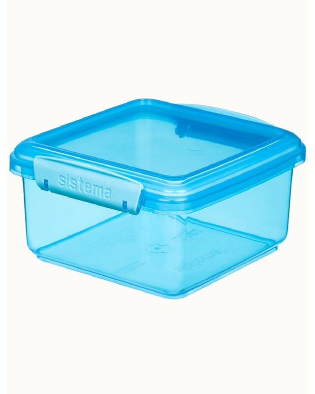 Sistema 1.2 Liter Lunch Box Plus, Blue, is Stackable & Durable with easy Locking Clips to keep food sealed, Microwave & Dishwasher safe and BPA Free.