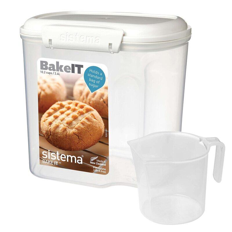 

Sistema 1240Zs Klip It Bakery Storage Container With Cup, 2.4 Liters, White