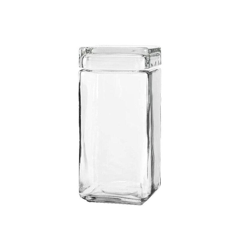 

Anchor Hocking Stackable Glass Storage Jars with Glass Lid, 2 Liter, Clear