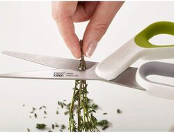 Joseph Joseph 10302 PowerGrip Kitchen Shears Scissors with Thumb Grip and Herb Stripper Separates for Cleaning Japanese Stainless-Steel, One-size, White/Green