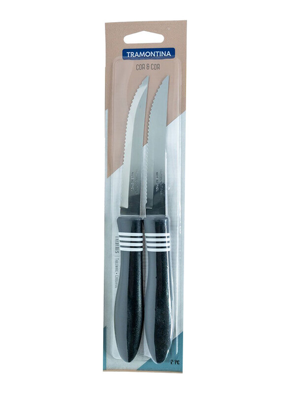 

Tramontina 2 -Piece Steak Knives Set, Silver/Black