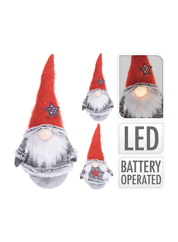 

Homesmiths Christmas Led Gnome Assorted Design Figurine, 43cm, 1 Piece, Red