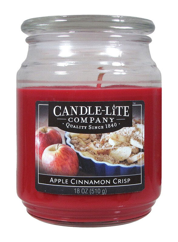 

Candle Lite Everyday Essential Apple Cinnamon Crisp Terrace Jar Candle, 510 g, Red