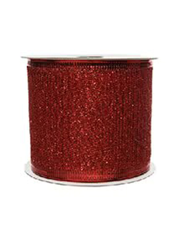 

Kaemingk Decoris Polyester Ribbon Glitter, Red