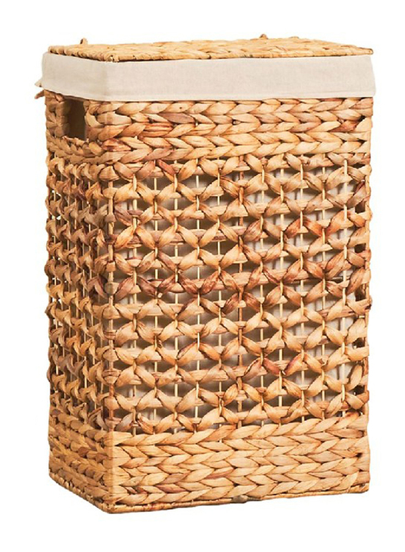 Homesmiths Small Water Hyacinth Laundry Hamper with Liner, Natural