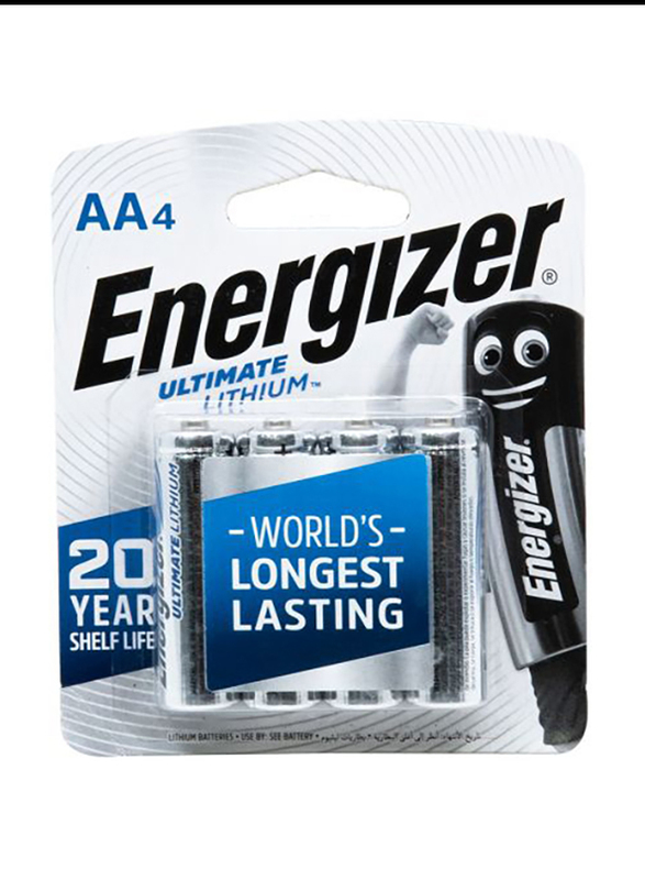 Energizer Ultimate Lithium AA Photo Batteries, 4 Pieces, Silver