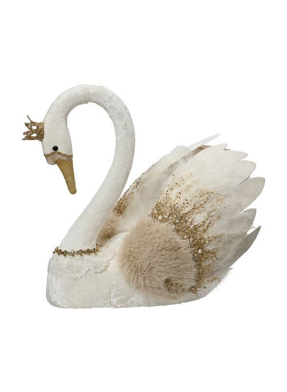 

Kaemingk Polyester Velvet Glitters Acrylic Beads Swan, White