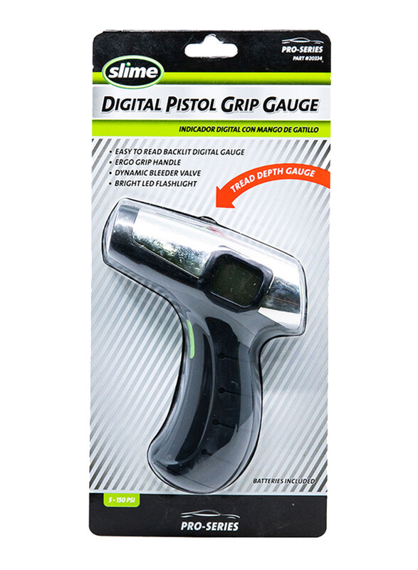 

Slime Digital Pistol Grip Tire Gauge, Black/Silver