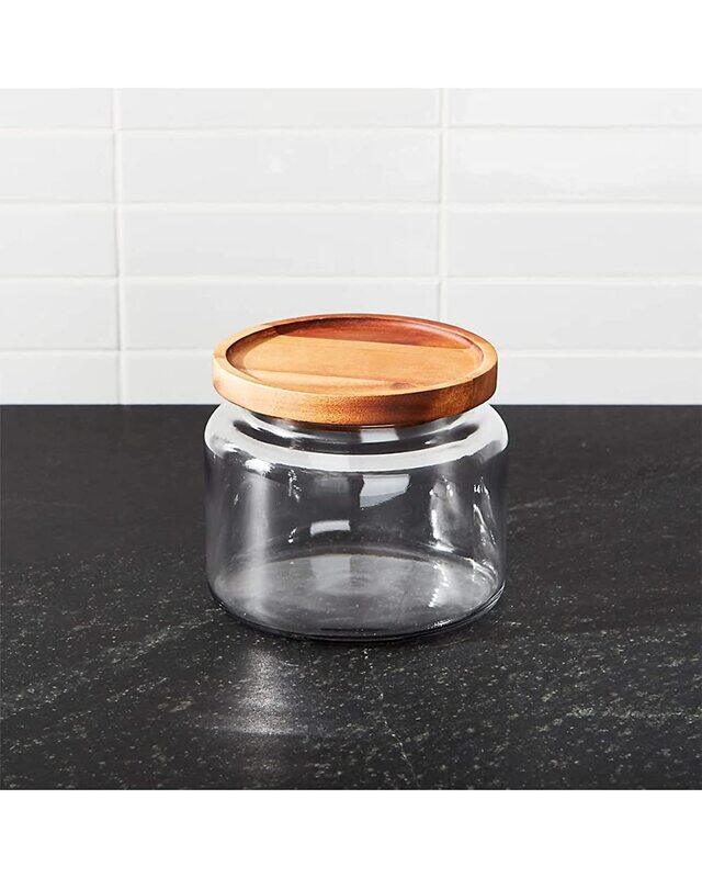 

Anchor Hocking Montana Jar with Acacia Lid, 48oz, Clear/Brown