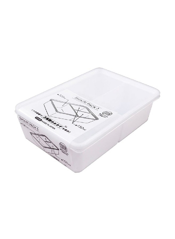 

Inomata Hokan-sho Plastic 3 Compartments Food Container, White