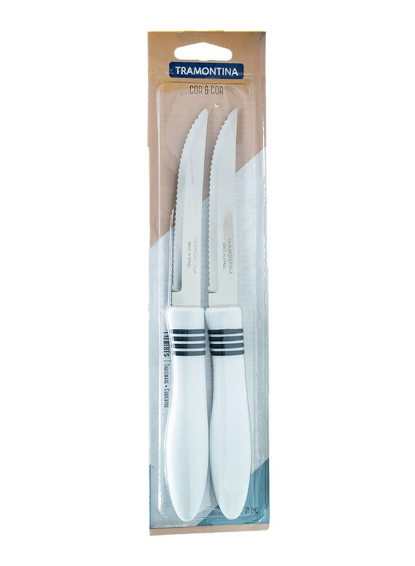 

Tramontina 2 -Piece Cor & Cor Steak Knives Set, 23450285, Silver/White