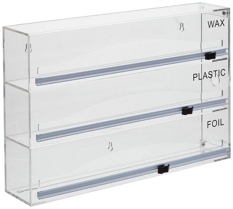 

Homesmiths Vanity Acrylic 3 Slot Wrap Dispenser with 3 Cutters, Transparent