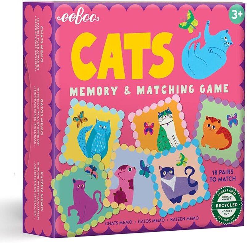 

eeBoo: Cats Little Square Memory & Matching Game, Developmental and Educational Fun, 18 Pairs to Match, Builds Recognition and Memory Skills, For Ages