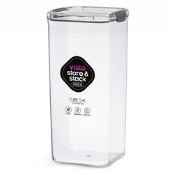 Visto Max Cube Tritan 5.4L (5.71qt) Clear base & lid, colour seal with matching clips- Storage Solution for Organized Living.