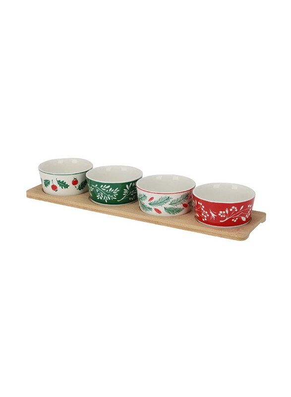 

Koopman Xmas Serving Bowls with Bamboo Tray Set, Multicolour