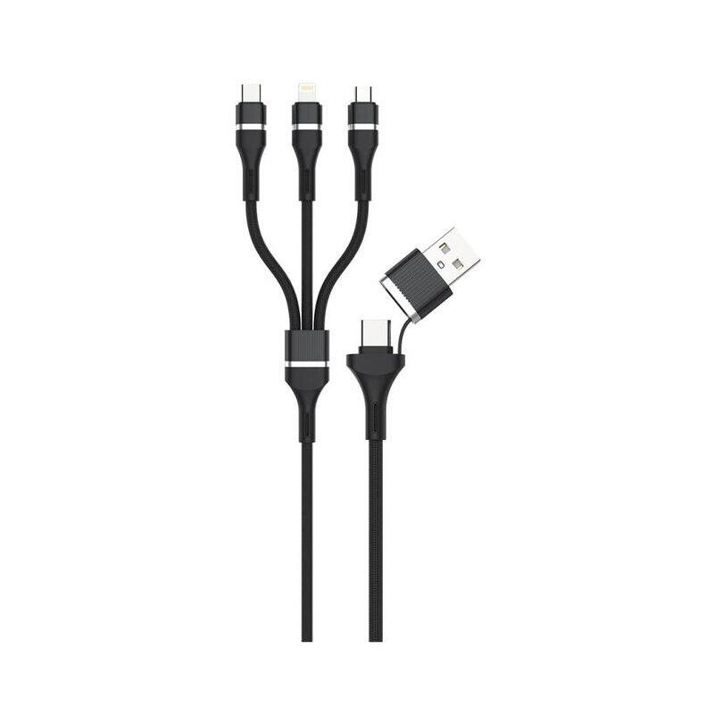 

Trands 1.2-Meters 3-in-1 QC USB Cable, High-Speed Multiple Type USB Cable, TR-CA8476, 60W, Black