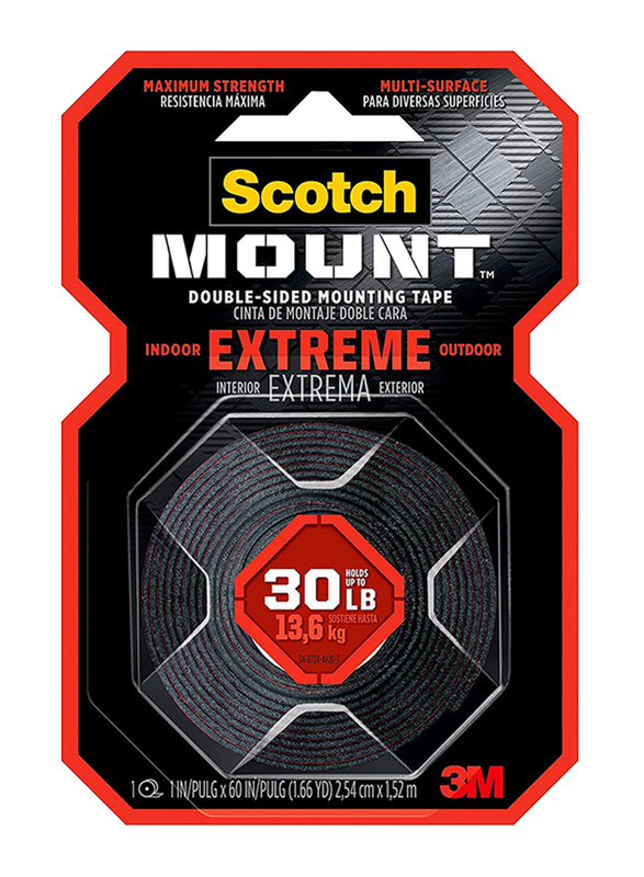 3M Scotch-Mount Extreme Double Sided Mounting Tape, Black