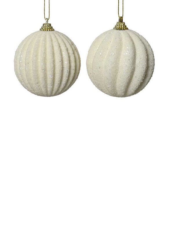 

Kaemingk Assorted Foam Glitters Beads Wool Bauble, 8cm, 1 Piece, White