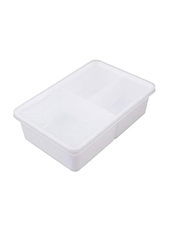 Inomata Hokan-sho Plastic 3 Compartments Food Container, White