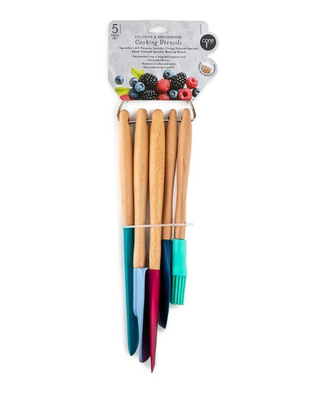 

Core 5-Piece Beechwood and Silicone Utensils, Set, Multicolour