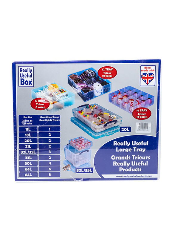 Really Useful Boxes Trieur 16 Cases Useful Box Large Tray, Clear