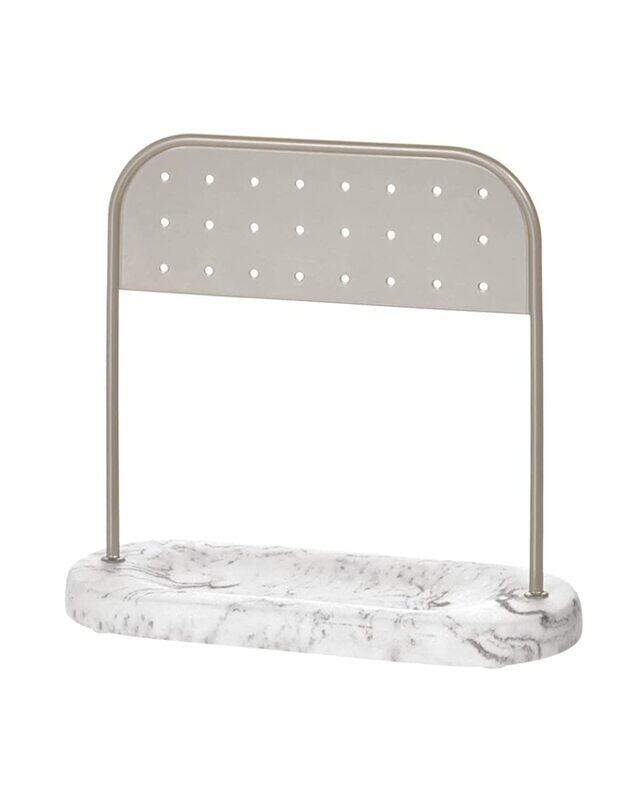 

Inter Design Marble & Satin Dakota Earring Organizer, 1-Piece, White