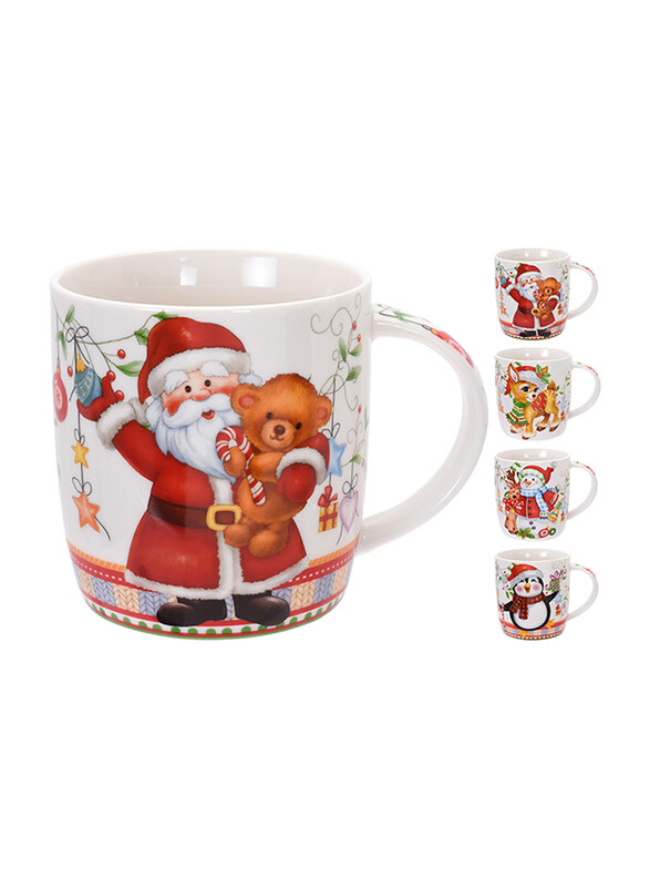 

Homesmiths 370ml Christmas Porcelain Mug Assorted Design, 481000000, Multicolor