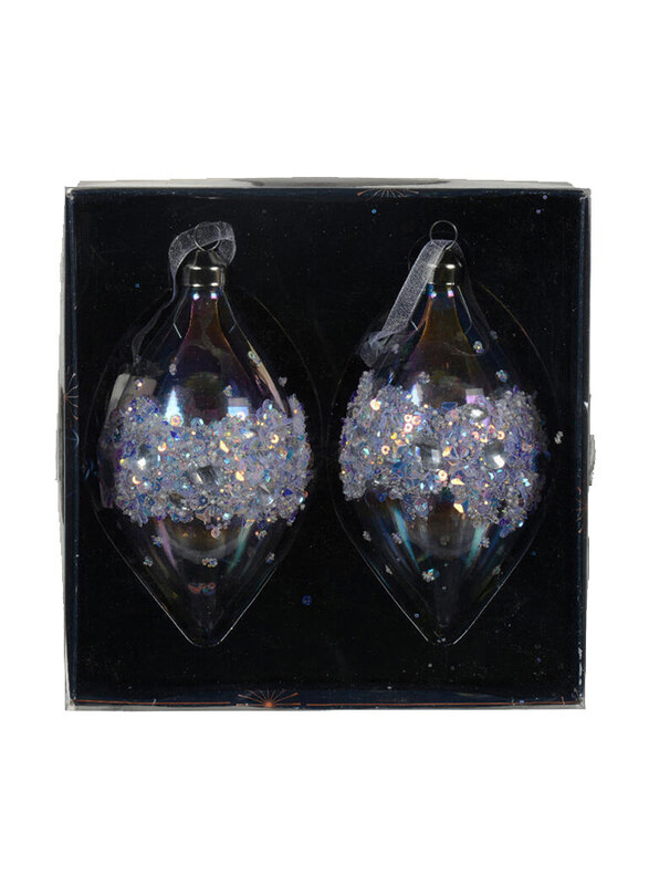 

Kaemingk Diamond In Middle Glass Olive with Spangles, 6cm, 1 Piece, Clear