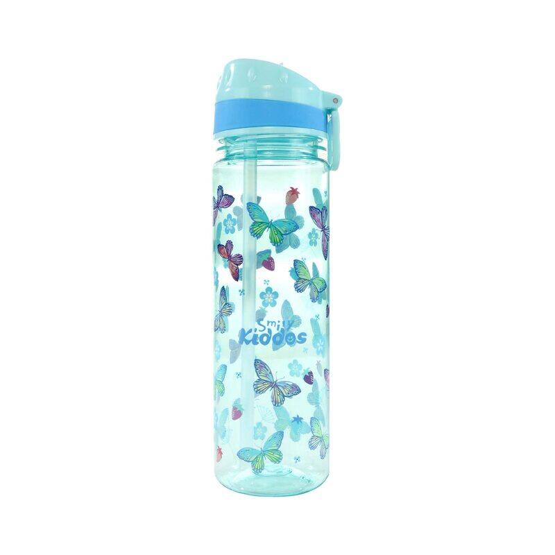 

Smily Kiddos Nozzle Butterfly Theme Straight Water Bottle, 650ml, Blue