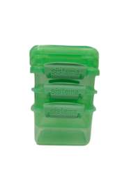 Sistema 400ml Rectangular Lunch Box Pack (3-Pack)  Green, Lunch on-the-Go ,BPA-Free.