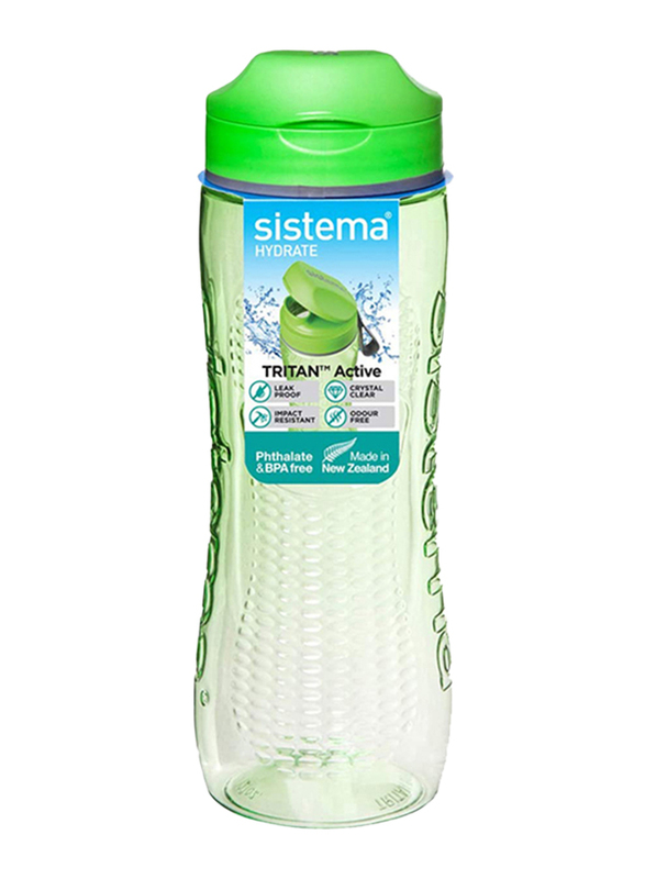 Sistema 800ml Tritan Active Plastic Water Bottle, Green