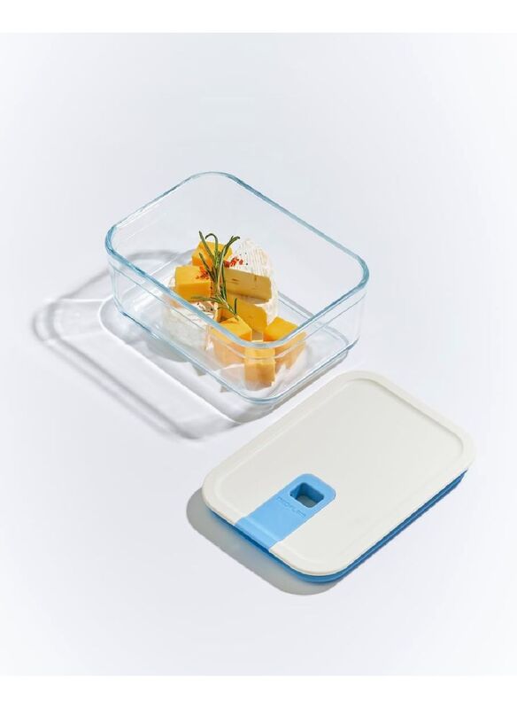 Neoflam Perfect Seal Rectangle Glass Storage Container 2300ml, Airtight Food Container With Lid, Kitchen Storage Organizer, Lunch Box, Meal Prep Container Set Microwave, Oven Safe (PS-GR-230)