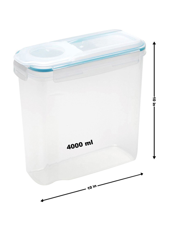 Addis Plastic Seal Clip & Close Cereal Container, 4 Liters, Clear