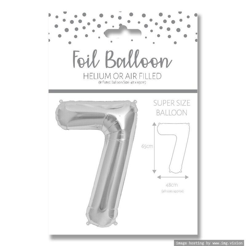 

Ballunar Number 7 Silver Foil Balloon 65cm - Perfect Party Decor for Celebrations and Milestones