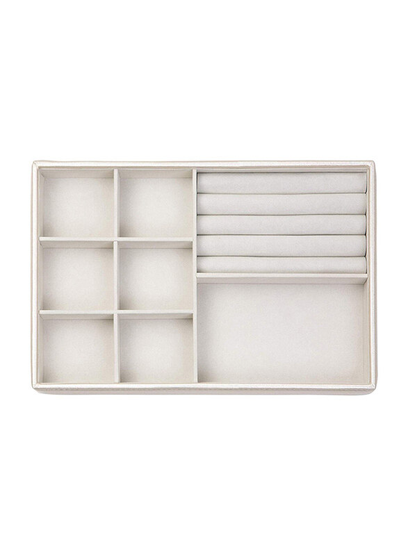 

Richards jewelry Champagne 8 Compartment Tray with Ring Holder, White