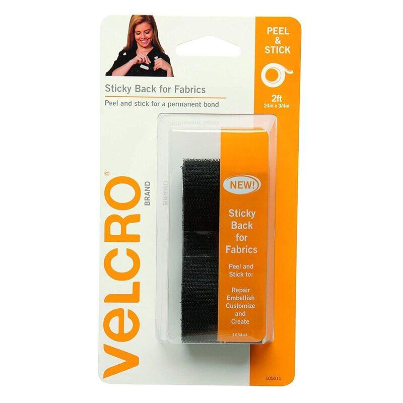 

Velcro 2ft Sticky Back Fabric Black Tape Fastener, Black