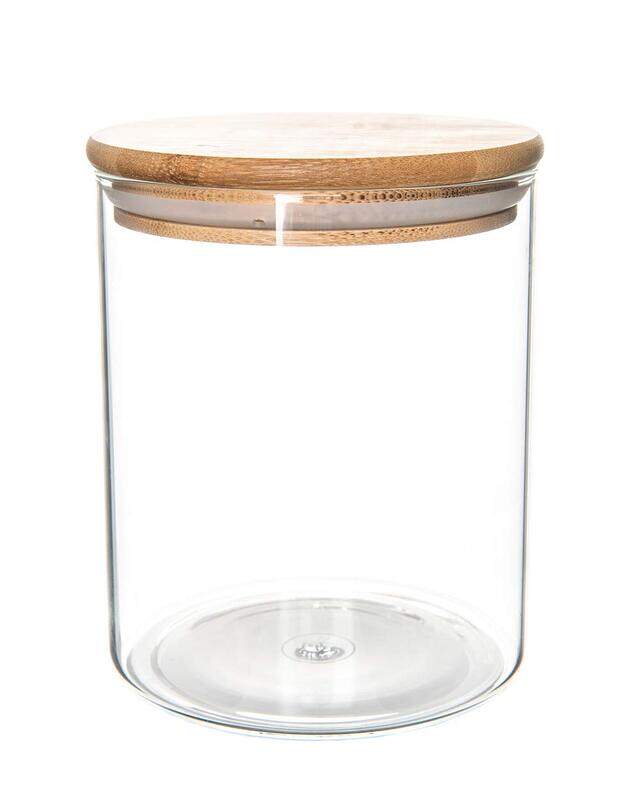 

Little Label Little Storage Bamboo Glass Storage Jar 500ml, Multicolour