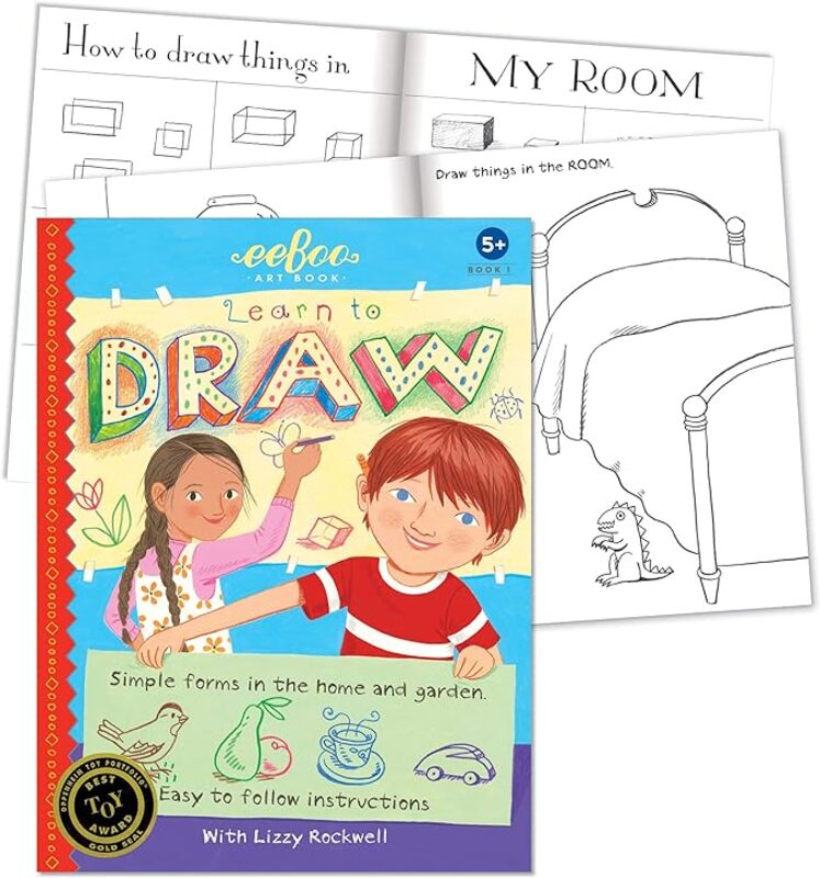 eeBoo: Art Book 1- Learn to Draw Simple Forms in The Home and Garden, Easy to Follow Instructions, Perfect Guide Book for Budding Young Artists, for Ages 5 and up