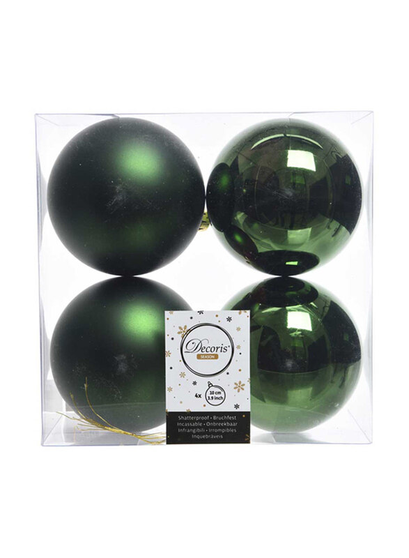 

Kaemingk Shatterproof Baubles, 4 Pieces, 10cm, Pine Green