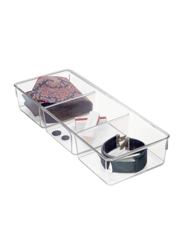 Inter Design Linus Dresser with 3 Divider, Polyethylene, 12cm, Clear