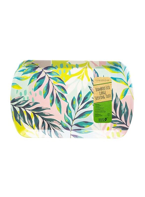 

Cambridge Large Leaves Design Bamboo Rectangle Tray, Multicolor