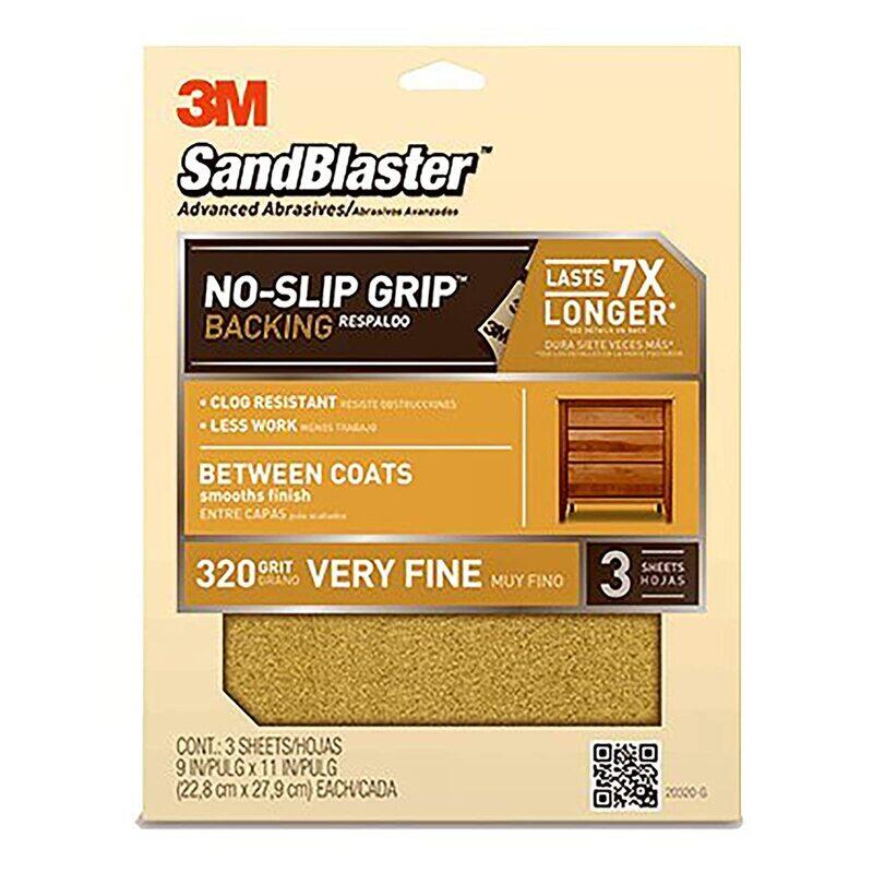

3M 3-Piece 320Grit Sandpaper, 9 x 11 inches, Gold