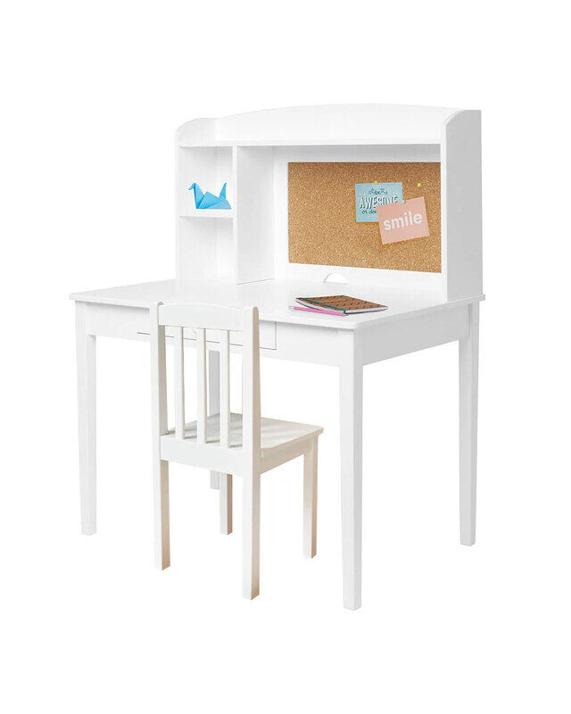 Homesmiths Elegant White Desk Table And Chair For Kids - Modern, Minimalist And Rustic