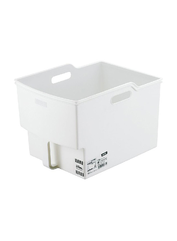 Inomata Plastic Wide Storage Box, White