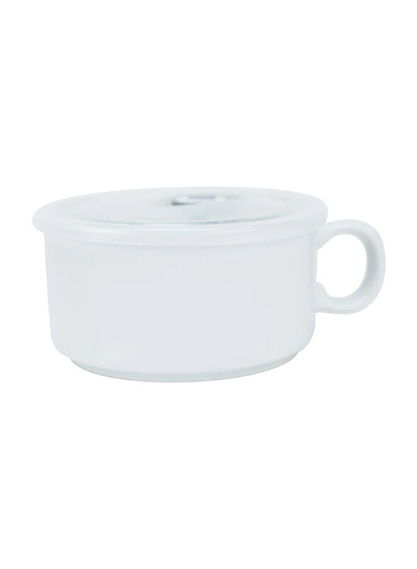 

Boston Warehouse 22oz Stoneware Souper Mug with Lid, 24709, White