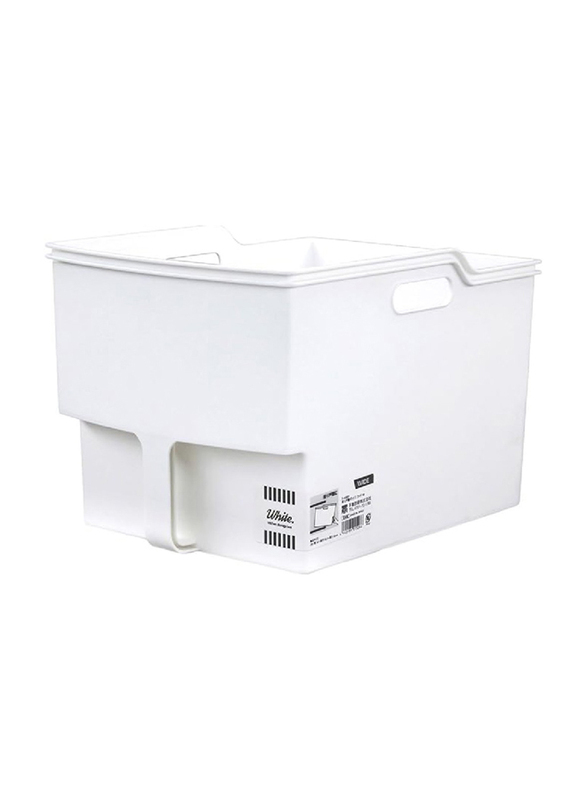 Inomata Plastic Wide Storage Box, White