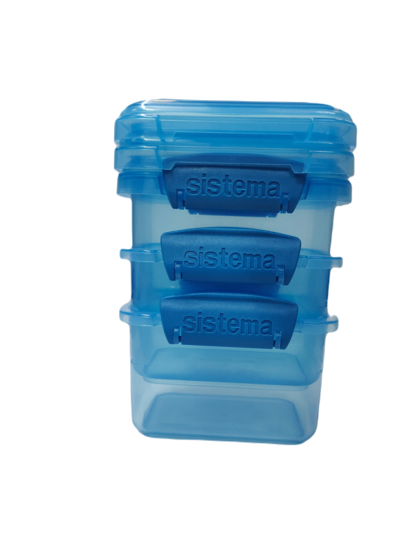 Sistema 400ml Rectangular Lunch Box Pack (3-Pack)  Blue, Lunch on-the-Go ,BPA-Free.