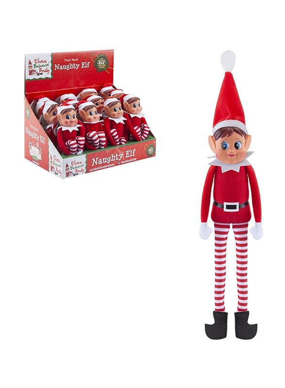 

Pms Elves Behavin Badly 12 Red Long Leg Soft Body Vinyl Face 'Girl' Elf With Hat, Red